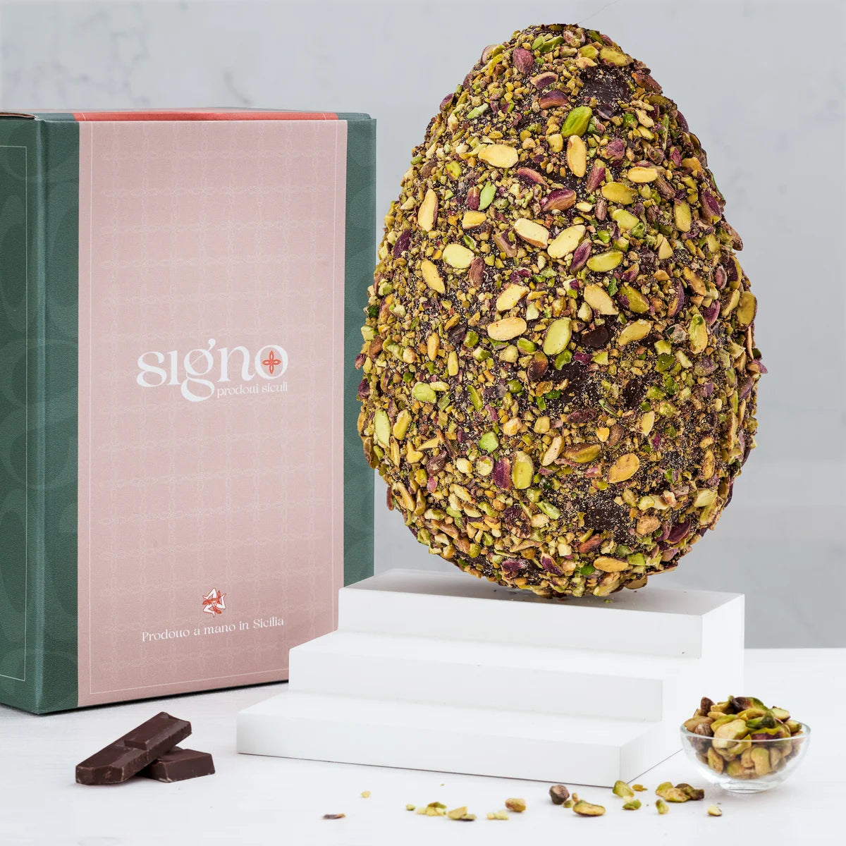 Uovo Artigianale Cioccolato Fondente Granellato Pistacchio