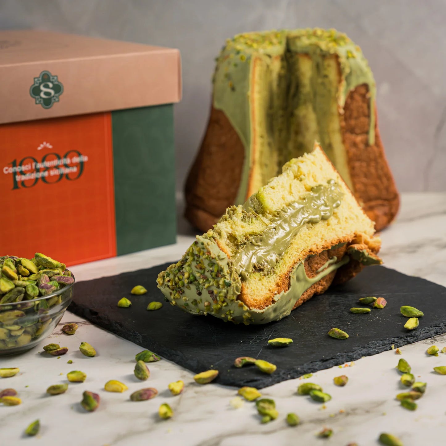 Pandoro Artigianale Farcito e Glassato al Pistacchio | 1kg
