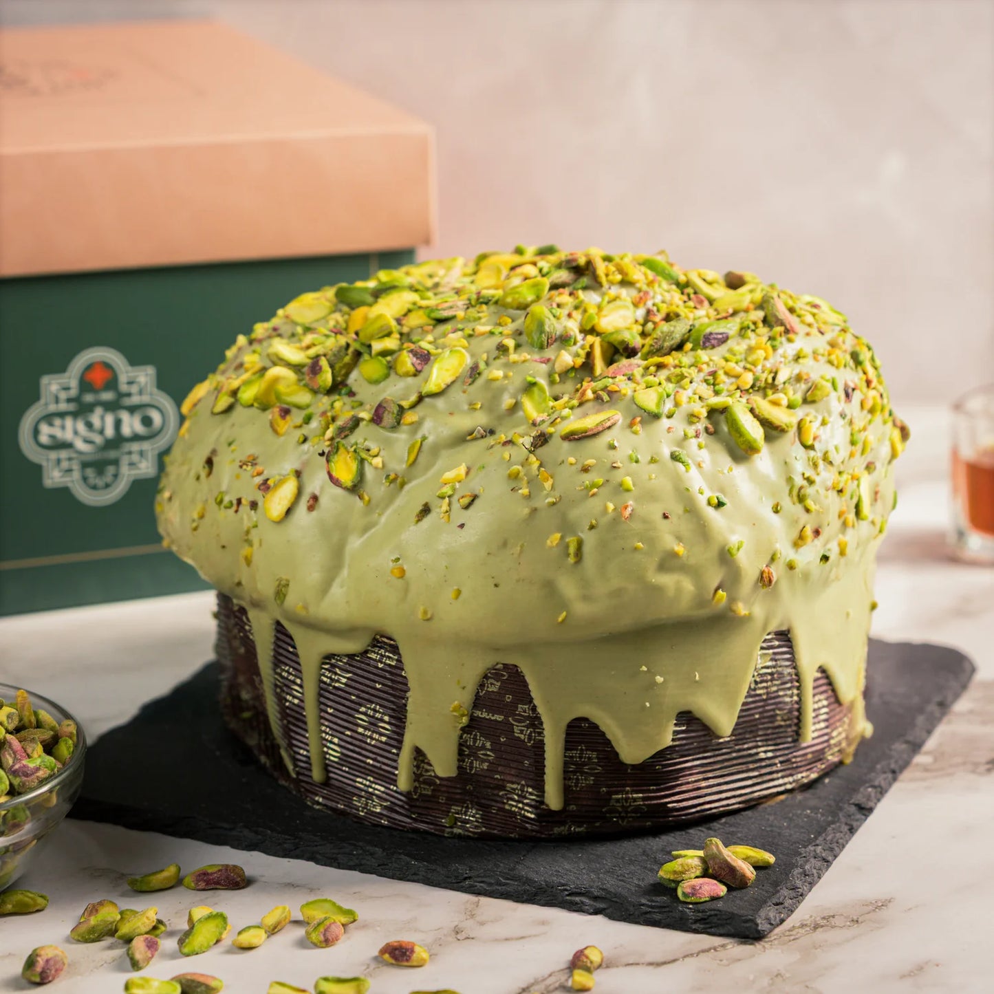 Panettone Artigianale Super Farcito al Pistacchio con 800g di Crema | 1,8kg
